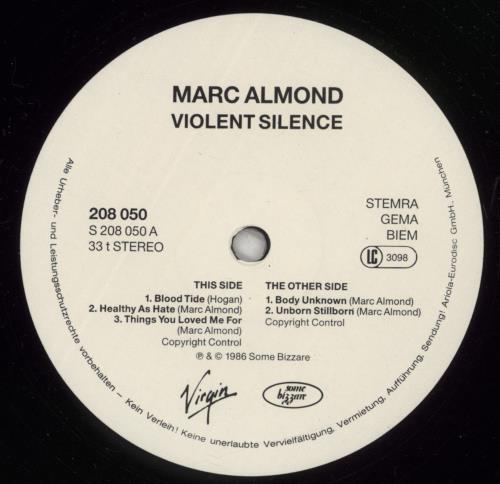 Marc Almond Violent Silence 12" vinyl single (12 inch record / Maxi-single) German ALM12VI175580