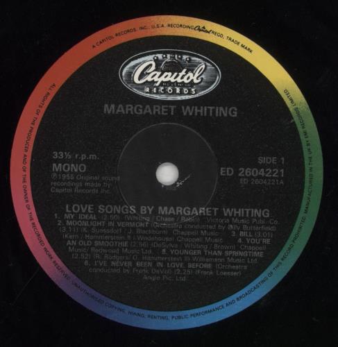 Margaret Whiting Love Songs vinyl LP album (LP record) UK MWGLPLO678047
