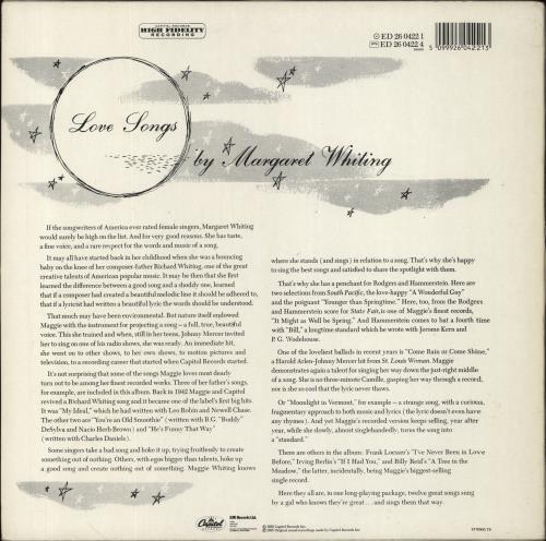 Margaret Whiting Love Songs vinyl LP album (LP record) UK MWGLPLO678047