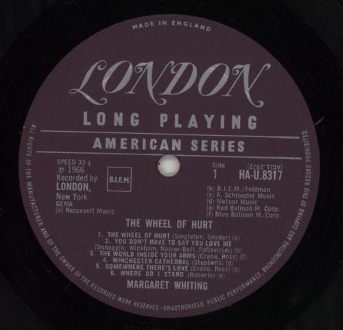 Margaret Whiting The Wheel Of Hurt vinyl LP album (LP record) UK MWGLPTH535143