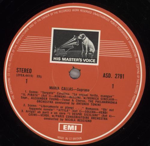 Maria Callas Arias from Aida, Un Ballo in Maschere, I Vespri Siciliani... vinyl LP album (LP record) UK M44LPAR879495