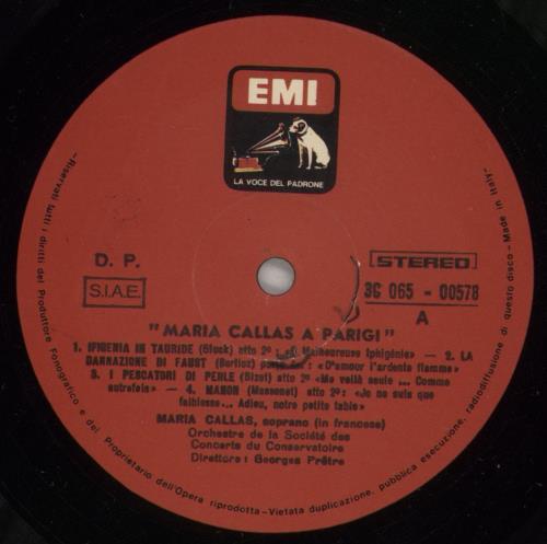 Maria Callas Callas A Parigi vinyl LP album (LP record) Italian M44LPCA880164