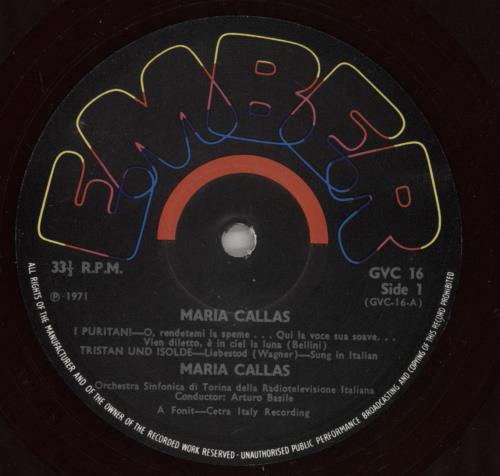 Maria Callas Maria Callas vinyl LP album (LP record) UK M44LPMA879936