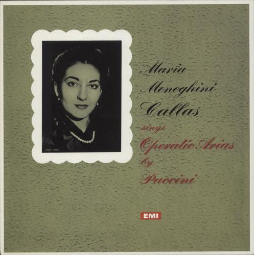 Maria Callas Maria Meneghini Callas Sings Operatic Arias By Puccini vinyl LP album (LP record) UK M44LPMA880498