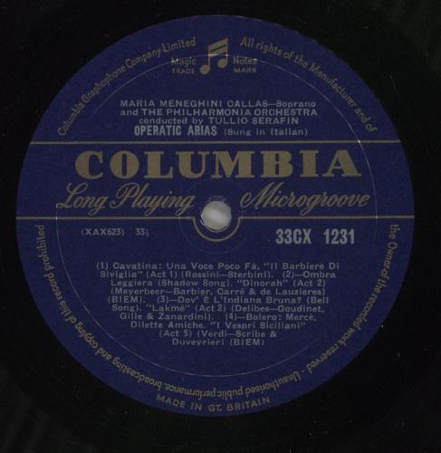 Maria Callas Sings Operatic Arias vinyl LP album (LP record) UK M44LPSI880472