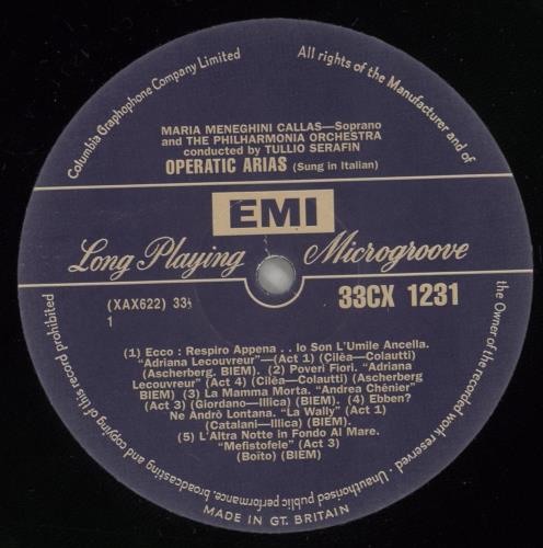 Maria Callas Sings Operatic Arias vinyl LP album (LP record) UK M44LPSI880495