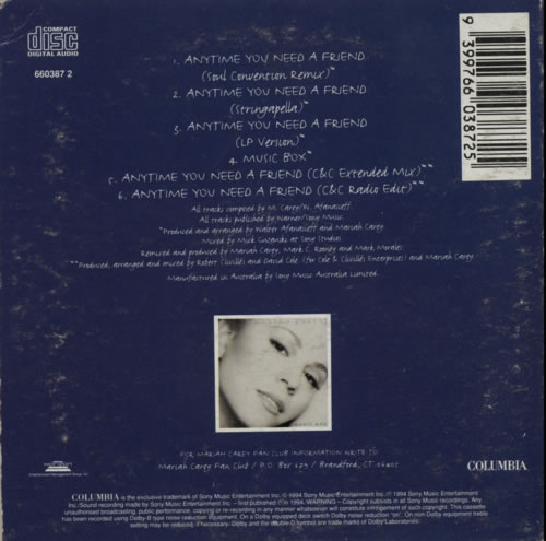 Mariah Carey Anytime You Need A Friend CD album (CDLP) Australian CRYCDAN310461
