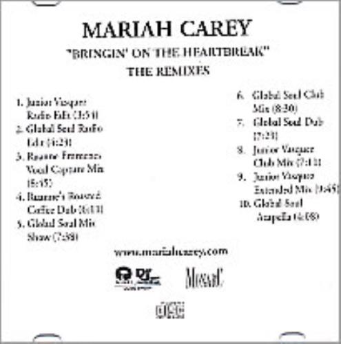 Mariah Carey Bringin' On The Heartbreak - The Remixes CD-R acetate US CRYCRBR259539
