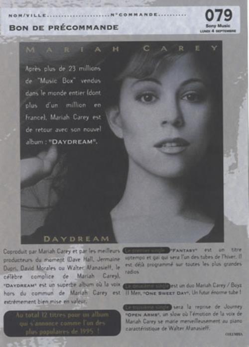 Mariah Carey Daydream handbill French CRYHBDA450502