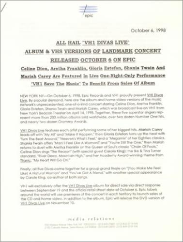 Mariah Carey Divas Live media press pack US CRYPPDI168916