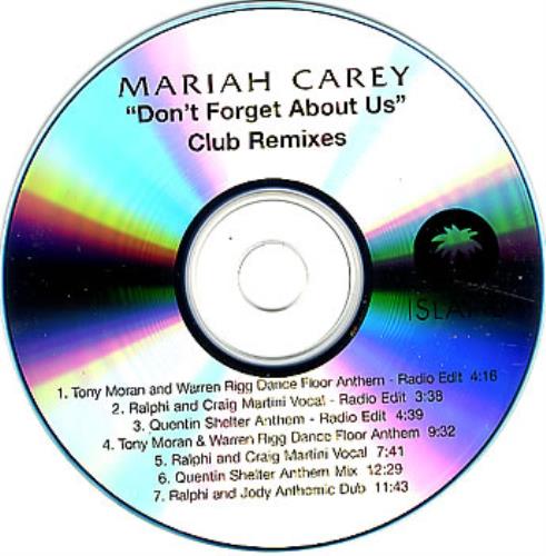 Mariah Carey Don't Forget About Us - Club Mixes CD-R acetate US CRYCRDO359178