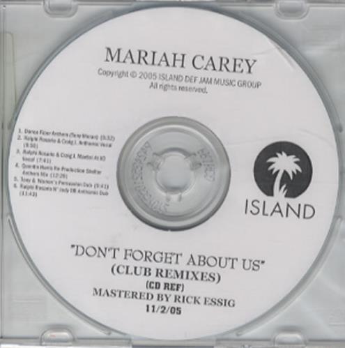 Mariah Carey Don't Forget About Us - Club Remixes CD-R acetate US CRYCRDO346537