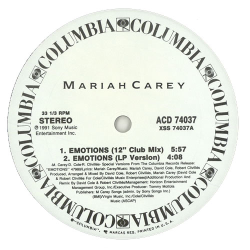 Mariah Carey Emotions 12" vinyl single (12 inch record / Maxi-single) US CRY12EM157814