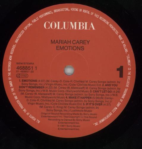Mariah Carey Emotions vinyl LP album (LP record) UK CRYLPEM770276