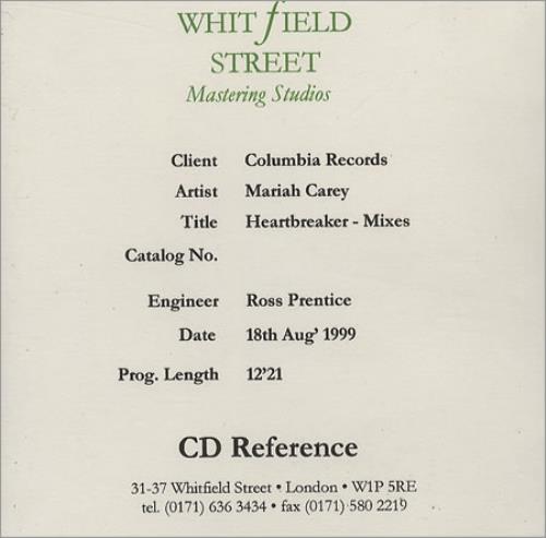 Mariah Carey Heartbreaker - Mixes CD-R acetate UK CRYCRHE145396
