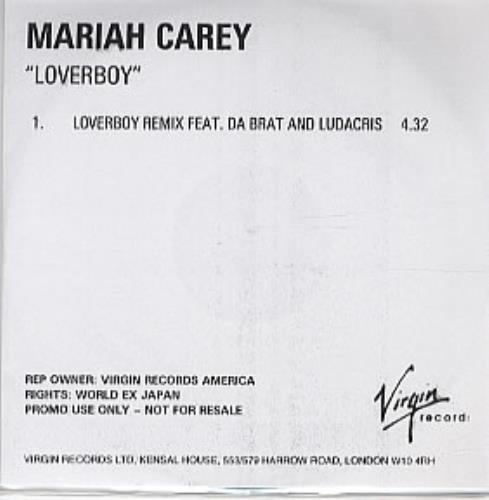 Mariah Carey Loverboy - Remix Feat Da Brat And Ludacris CD-R acetate UK CRYCRLO191590