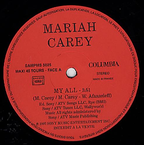 Mariah Carey My All 12" vinyl single (12 inch record / Maxi-single) French CRY12MY116944