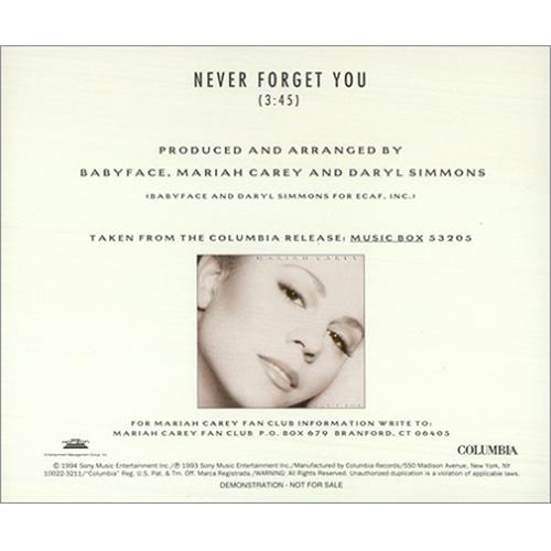 Mariah Carey Never Forget You CD single (CD5 / 5") US CRYC5NE25940