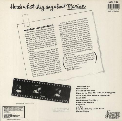 Marian McPartland At The Hickory House vinyl LP album (LP record) US 7MMLPAT651422