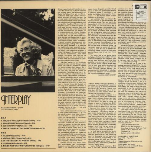 Marian McPartland Interplay vinyl LP album (LP record) German 7MMLPIN619832