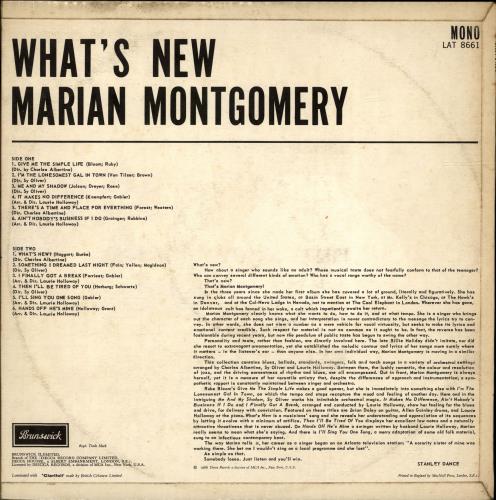 Marian Montgomery What's New? vinyl LP album (LP record) UK M0MLPWH535255