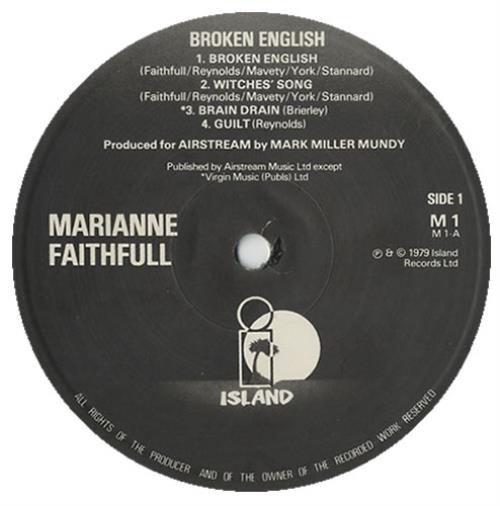 Marianne Faithfull Broken English - B/W Labels vinyl LP album (LP record) UK MRNLPBR216971