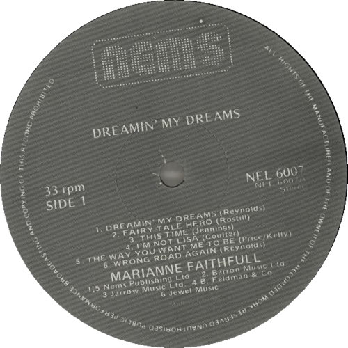 Marianne Faithfull Dreamin' My Dreams vinyl LP album (LP record) Irish MRNLPDR416438
