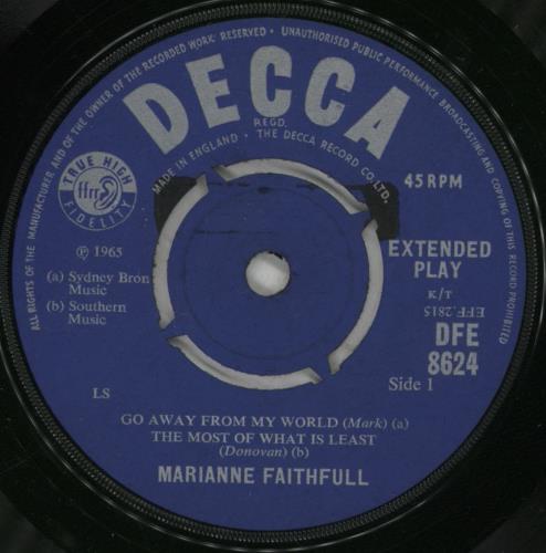 Marianne Faithfull Go Away From My World EP 7" vinyl single (7 inch record / 45) UK MRN07GO62800