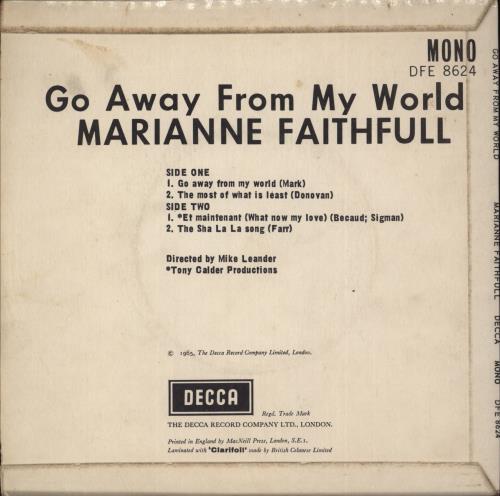 Marianne Faithfull Go Away From My World EP 7" vinyl single (7 inch record / 45) UK MRN07GO62800