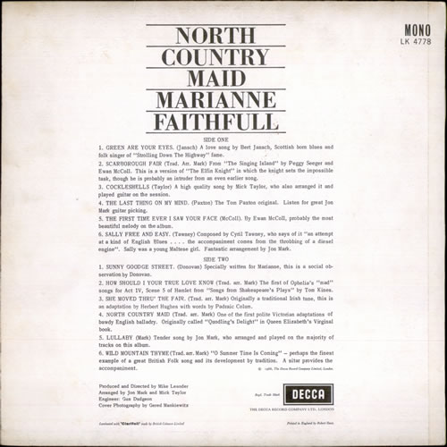 Marianne Faithfull North Country Maid - 1st vinyl LP album (LP record) UK MRNLPNO451002