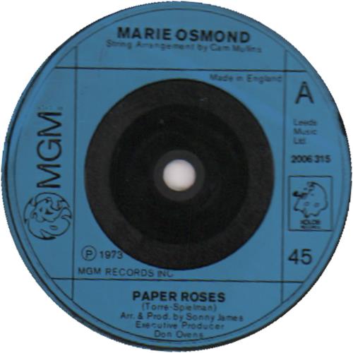 Marie Osmond Paper Roses 7" vinyl single (7 inch record / 45) UK MOS07PA511267
