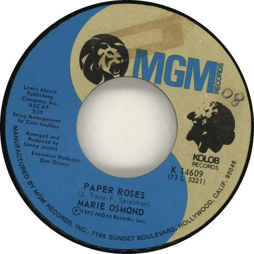Marie Osmond Paper Roses 7" vinyl single (7 inch record / 45) US MOS07PA692154