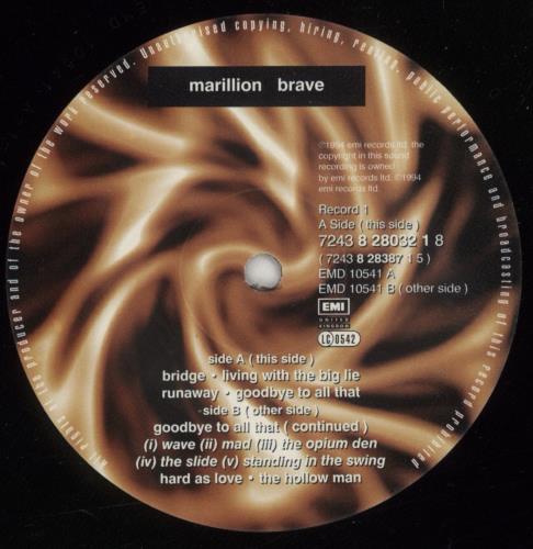 Marillion Brave 2-LP vinyl record set (Double LP Album) UK MAR2LBR516071