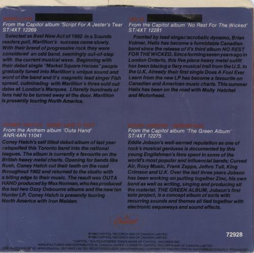 Marillion Chelsea Monday 7" vinyl single (7 inch record / 45) Canadian MAR07CH806725