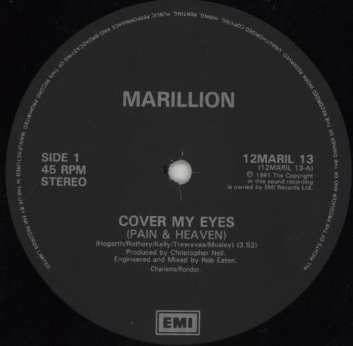 Marillion Cover My Eyes + Poster 12" vinyl single (12 inch record / Maxi-single) UK MAR12CO01137