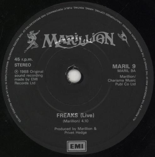 Marillion Freaks 7" vinyl single (7 inch record / 45) UK MAR07FR28956