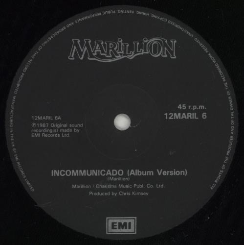 Marillion Incommunicado 12" vinyl single (12 inch record / Maxi-single) UK MAR12IN27704