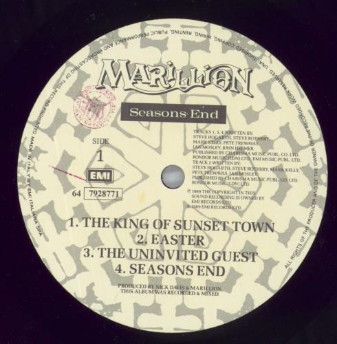 Marillion Seasons End vinyl LP album (LP record) Italian MARLPSE823518