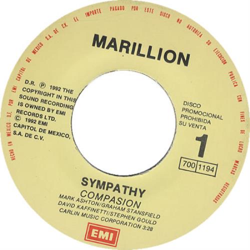 Marillion Sympathy 7" vinyl single (7 inch record / 45) Mexican MAR07SY399831