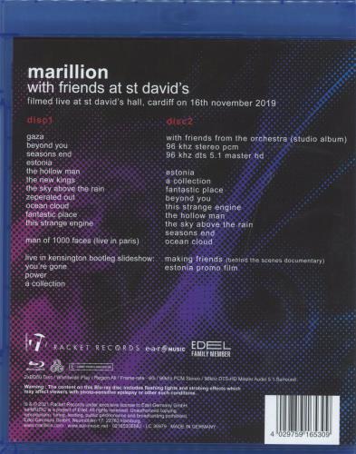 Marillion With Friends At St David's Blu Ray DVD UK MARBRWI822364