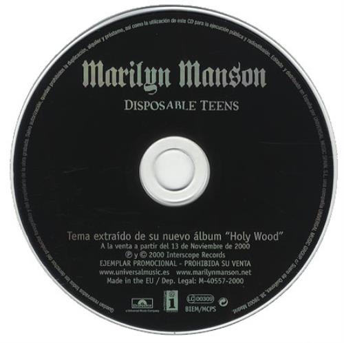 Marilyn Manson Disposable Teens CD single (CD5 / 5") Spanish MYMC5DI170233
