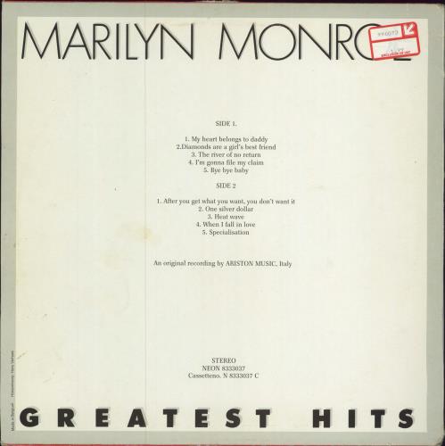 Marilyn Monroe Greatest Hits vinyl LP album (LP record) Belgian MLNLPGR788209