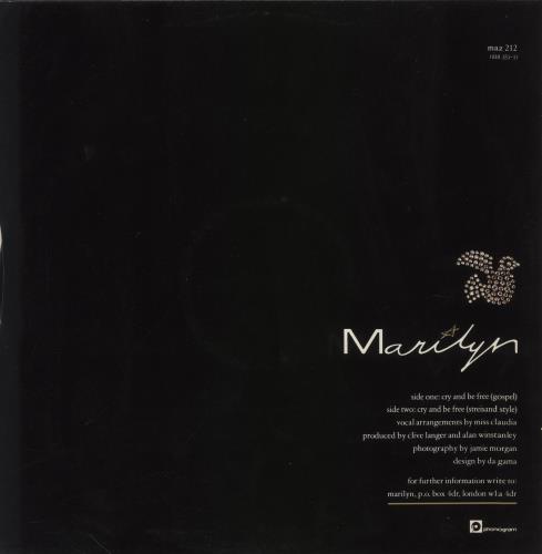 Marilyn Cry And Be Free 12" vinyl single (12 inch record / Maxi-single) UK MLY12CR35554