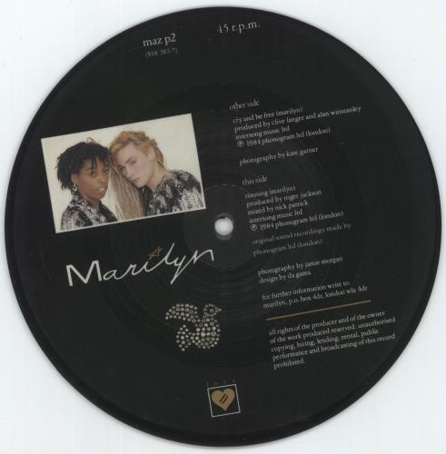 Marilyn Cry And Be Free 7" vinyl picture disc (7 inch picture disc single) UK MLY7PCR81456