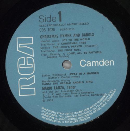 Mario Lanza Christmas Hymns & Carols vinyl LP album (LP record) UK LZALPCH644123
