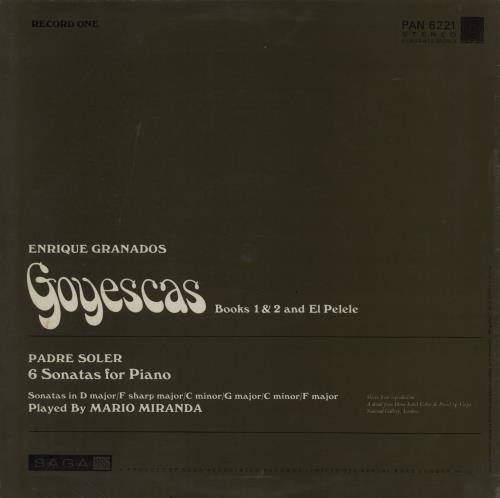 Mario Miranda Granados: Goyescas vinyl LP album (LP record) UK 2CVLPGR761091