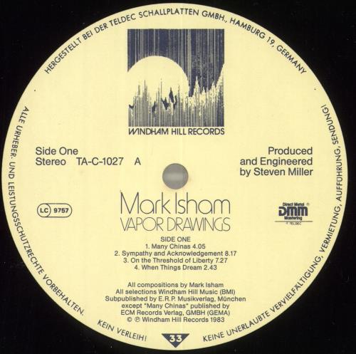 Mark Isham Vapor Drawings vinyl LP album (LP record) German MGVLPVA718900