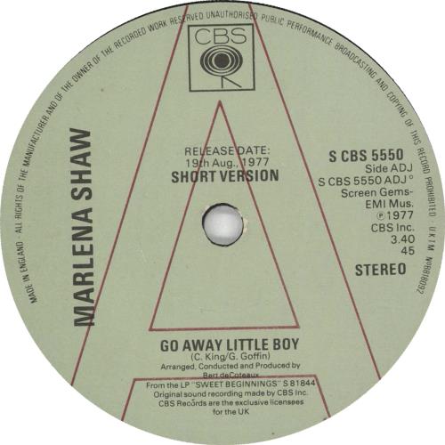 Marlena Shaw Go Away Little Boy - A-Label 7" vinyl single (7 inch record / 45) UK 4MS07GO724022