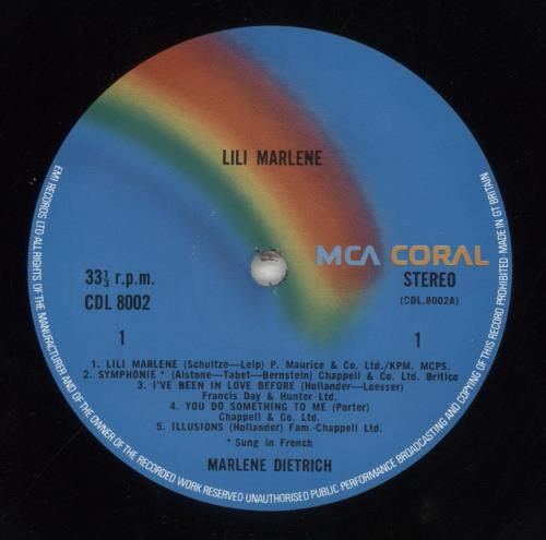 Marlene Dietrich Lili Marlene vinyl LP album (LP record) UK IETLPLI363269