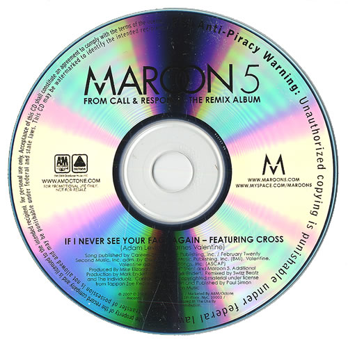 Maroon 5 If I Never See Your Face Again CD-R acetate US MR5CRIF462693